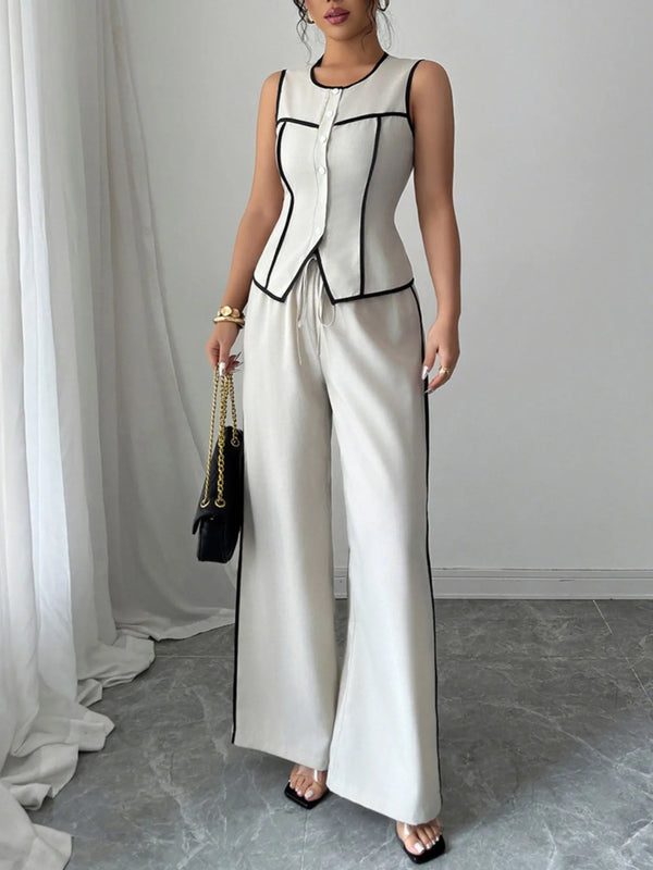 The Zoé Co-Ord Set - peplum top and wide leg trouser set by Maison Adelaide
