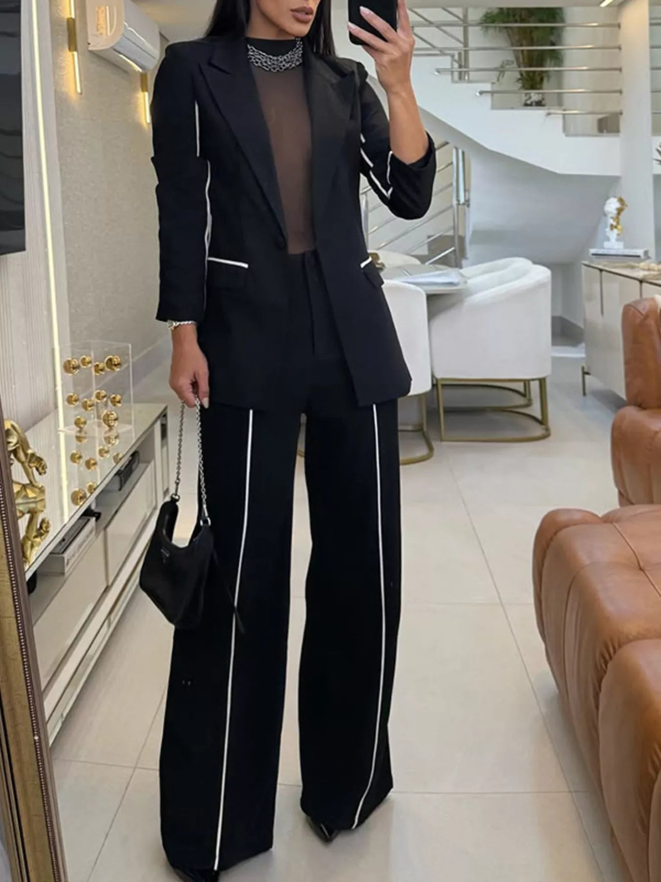 The Gaëlle Co-Ord Set - blazer and wide leg trouser power suit set by Maison Adelaide