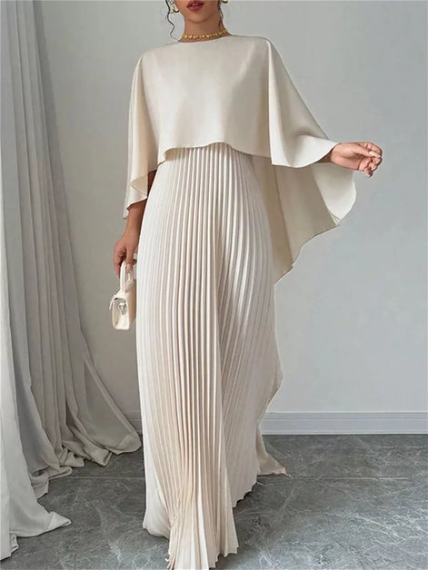 The Monique Pleated Maxi Dress - batwing sleeve pleated maxi dress by Maison Adelaide