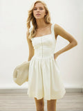 The Cécile Mini Dress - square neck mini dress in ivory by Maison Adelaide