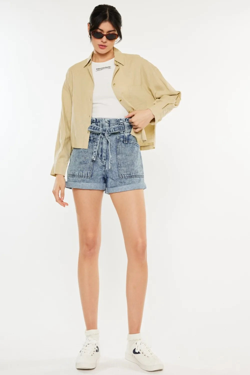 The Mélanie Denim Shorts - high waist wide leg denim shorts by Maison Adelaide