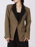 The Alexandra Blazer - side view, contrast lapel detail by Maison Adelaide